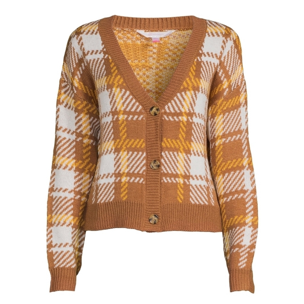 NO BOUNDARIES CROPPED V-NECK CARDIGAN MULTI SIZE MEDIUM